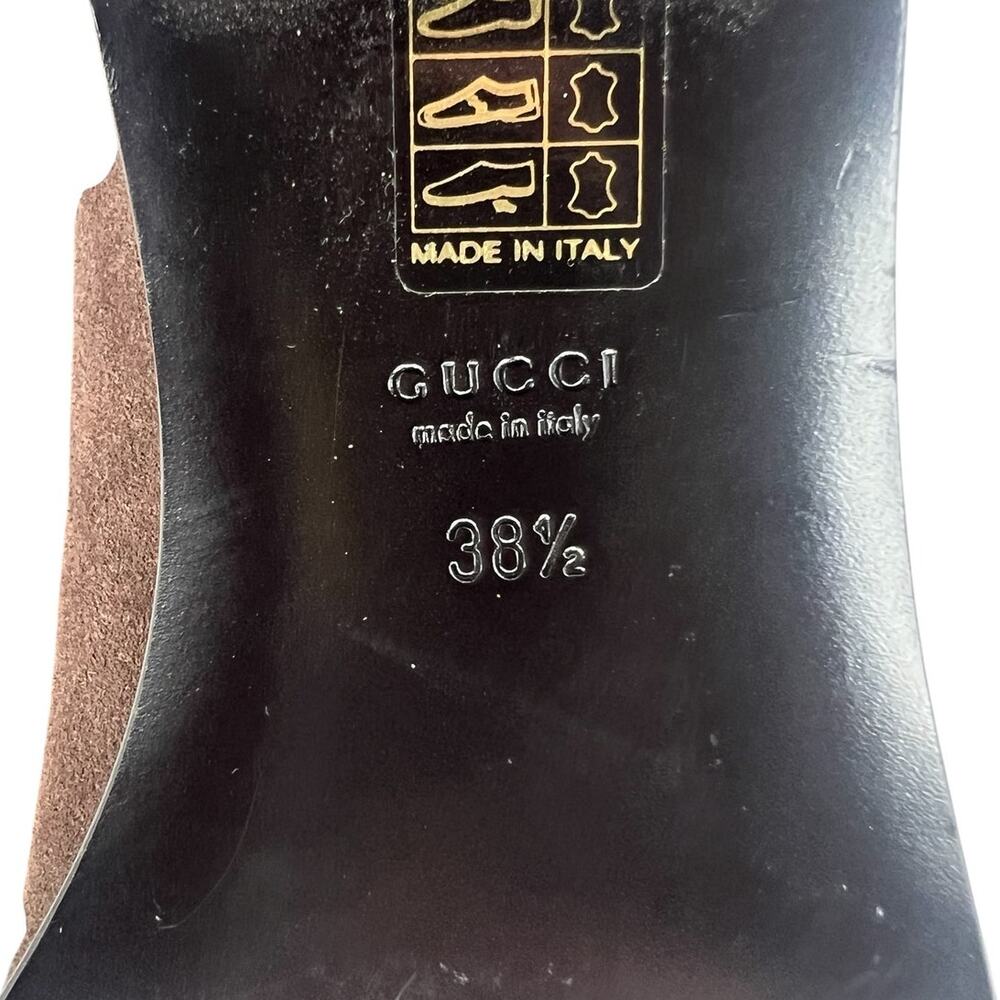 Gucci Brown Suede GG Logo Riding Boots Size 38.5 - Picture 13 of 14